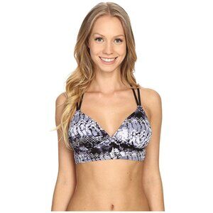 TYR Womens Emerald Lake Crisscross Bra Bikini Top Swimwear Strappy Gray XS 0-2